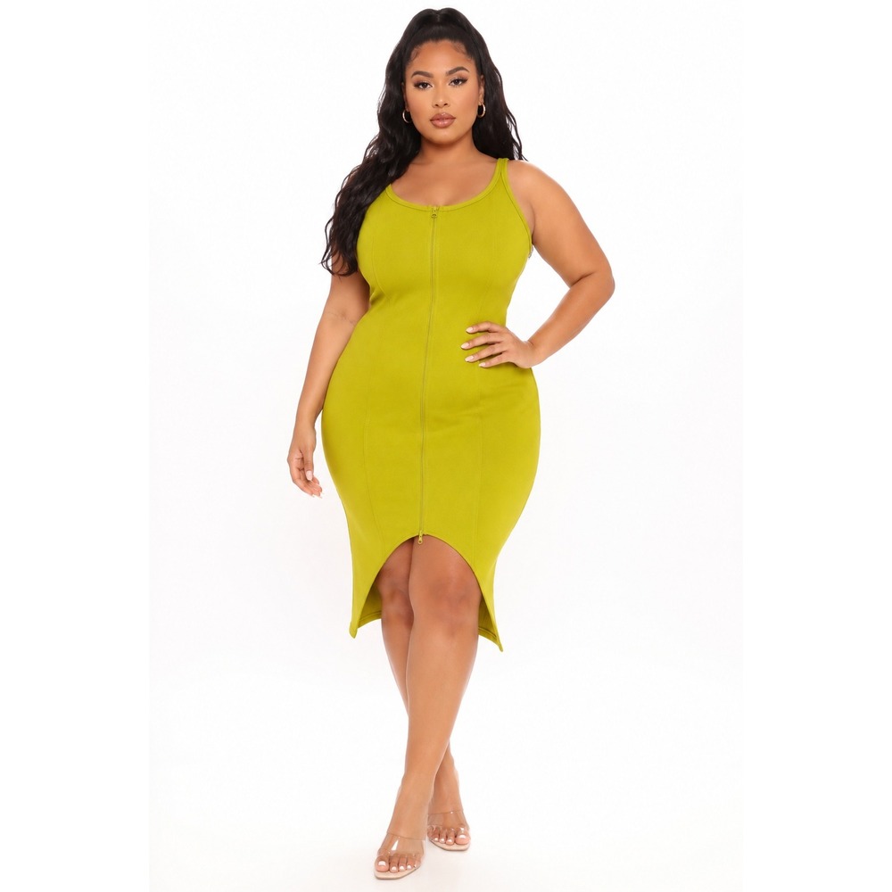 Me by Emme Ashley Stewart Citronelle Yellow Zip Scuba‎ Dress 14/16 NEW